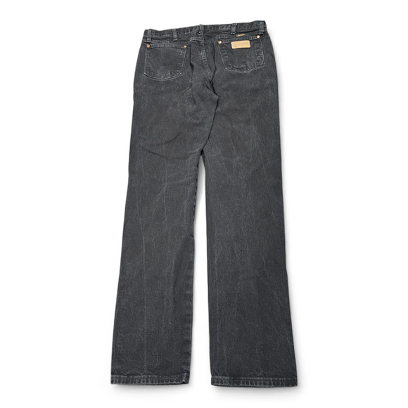 Wrangler Jeans Mens 36x35 Black Straight Leg Workwear Cowboy Cut Cotton Denim - Picture 2 of 9